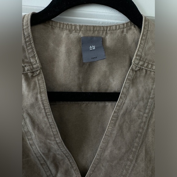 Anne Willi Paris Khaki Color V Neck Shift Silhouette Dress Size 2 - Picture 9 of 15